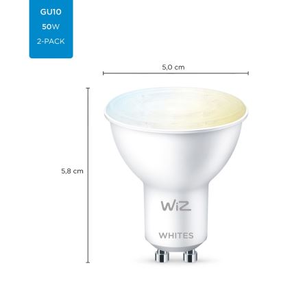 SÆT 2x LED-pære dæmpbar PAR16 GU10/4,7W/230V 2700-6500K CRI 90 Wi-Fi - WiZ