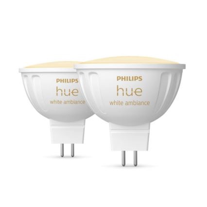 SÆT 2x LED-pære dæmpbar Philips Hue White Ambiance GU5,3/MR16/5,1W/12V 2200-6500K