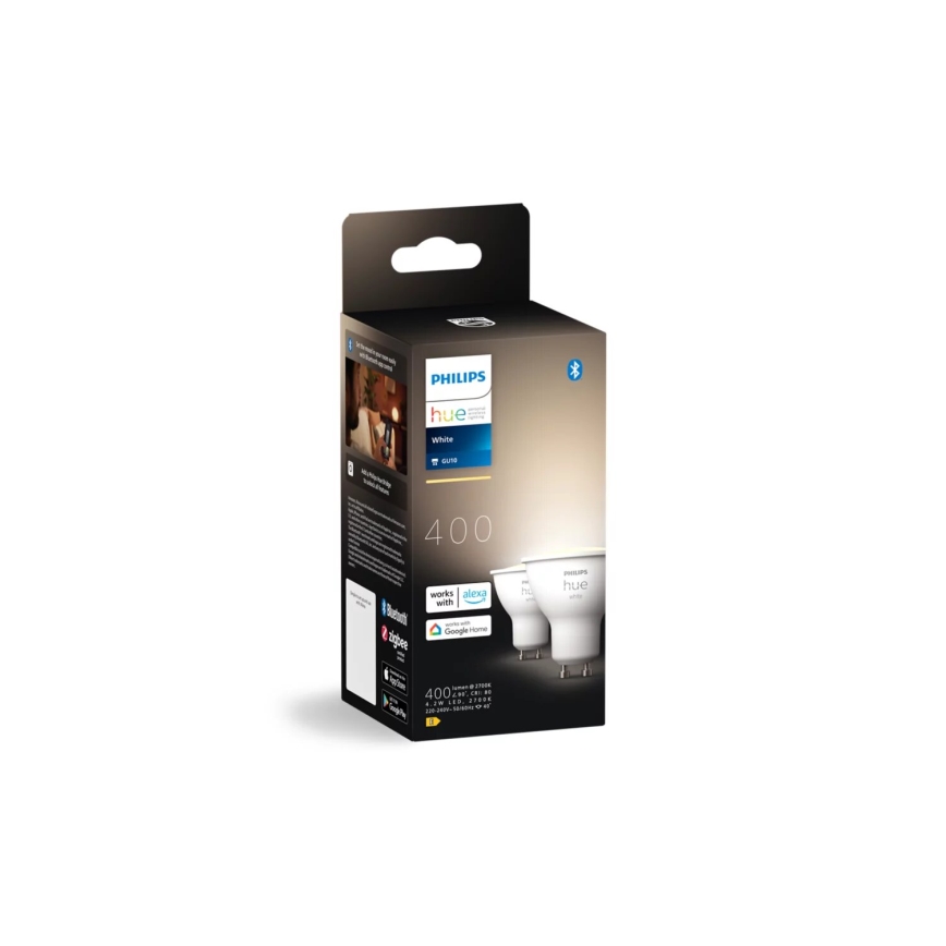 SÆT 2x LED-pære dæmpbar Philips Hue WHITE GU10/4,2W/230V 2700K
