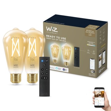 SÆT 2x LED-pære dæmpbar ST64 E27/7W/230V 2000-5000K CRI 90 Wi-Fi + fjernbetjening - WiZ