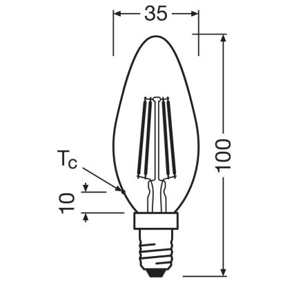 SÆT 2x LED-pære FILAMENT B35 E14/4W/230V 4000K - Osram