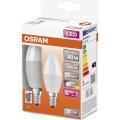 SÆT 2x LED-pære med RGBW-farver dæmpbar B38 E14/4,9W/230V 2700K + fjernbetjening - Osram