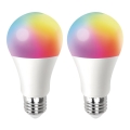 SÆT 2x LED-pære med RGBW-farver dæmpbar MESH Smart A60 E27/12W/230V 2700-6500K + fjernbetjening - Aigostar