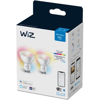 SÆT 2x LED-pære med RGBW-farver dæmpbar PAR16 GU10/4,7W/230V 2200-6500K Wi-Fi - WiZ