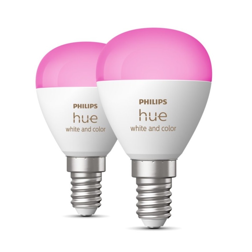SÆT 2x LED-pære med RGBW-farver dæmpbar Philips Hue White And Color Ambiance P45 E14/5,1W/230V 2000-6500K