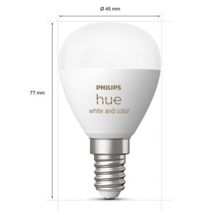 SÆT 2x LED-pære med RGBW-farver dæmpbar Philips Hue White And Color Ambiance P45 E14/5,1W/230V 2000-6500K