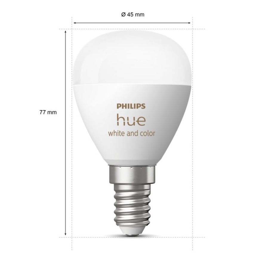 SÆT 2x LED-pære med RGBW-farver dæmpbar Philips Hue White And Color Ambiance P45 E14/5,1W/230V 2000-6500K
