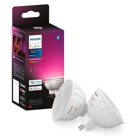 SÆT 2x LED-pære med RGBW-farver dæmpbar Philips Hue White And Color Ambiance GU5,3/MR16/6,3W/12V 2000-6500K