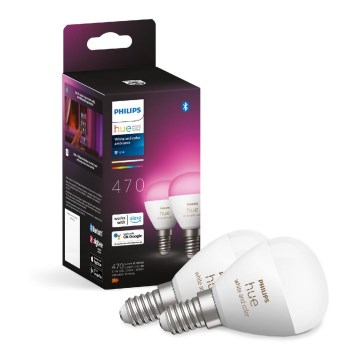 SÆT 2x LED-pære med RGBW-farver dæmpbar Philips Hue White And Color Ambiance P45 E14/5,1W/230V 2000-6500K