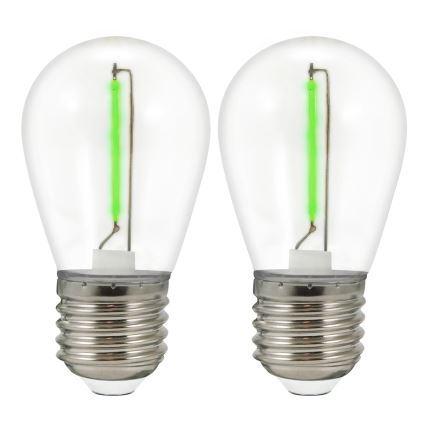 SÆT 2x LED-pære PARTY E27/0,3W/36V grøn