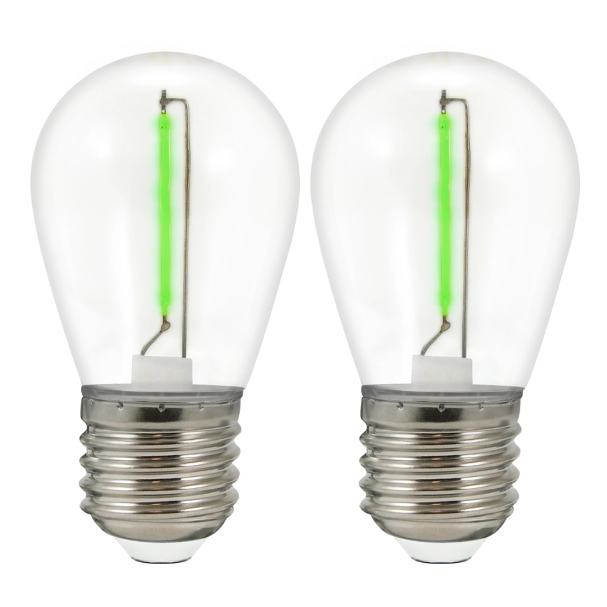 SÆT 2x LED-pære PARTY E27/0,3W/36V grøn