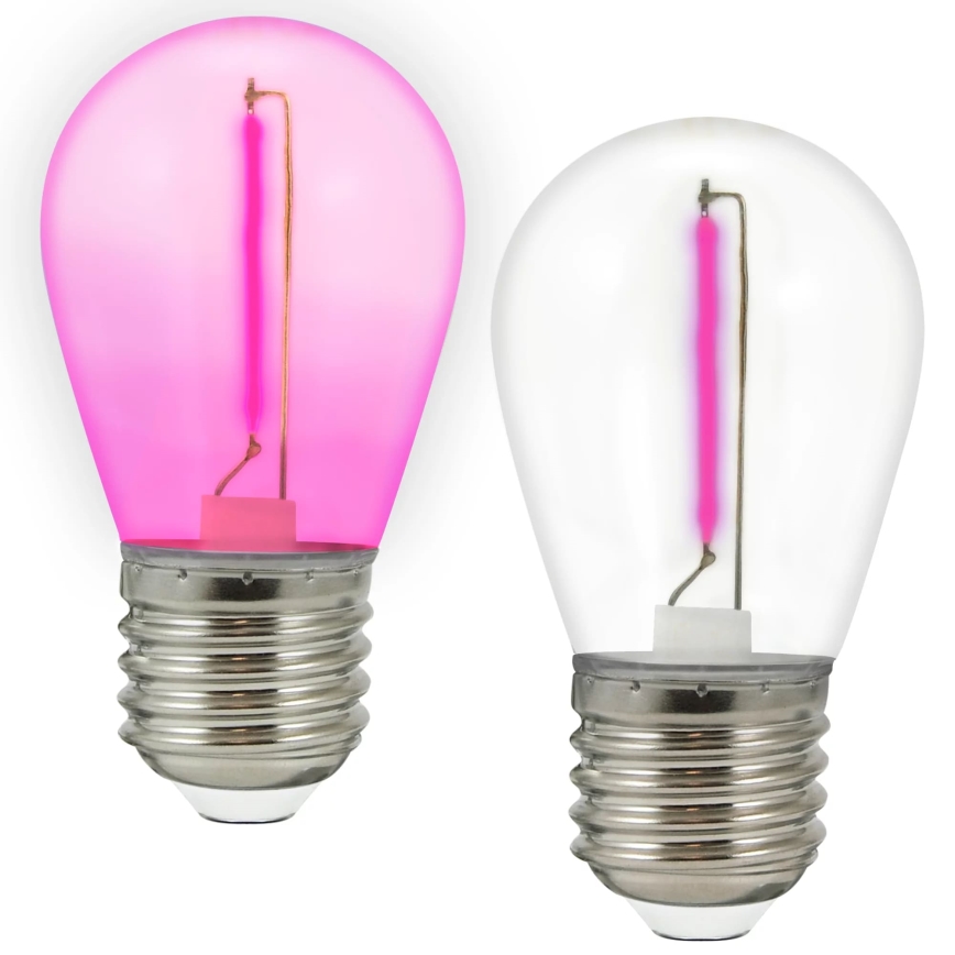 SÆT 2x LED-pære PARTY E27/0,3W/36V lilla