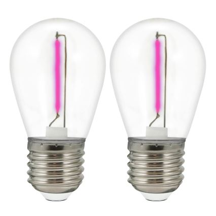 SÆT 2x LED-pære PARTY E27/0,3W/36V lilla