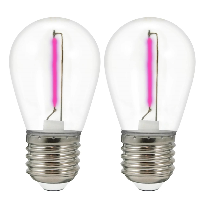 SÆT 2x LED-pære PARTY E27/0,3W/36V lilla