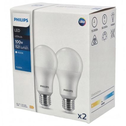 SÆT 2x LED-pære Philips A67 E27/13W/230V 4000K