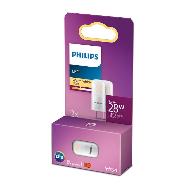 SÆT 2x LED-pære Philips G4/2,7W/12V 2700K