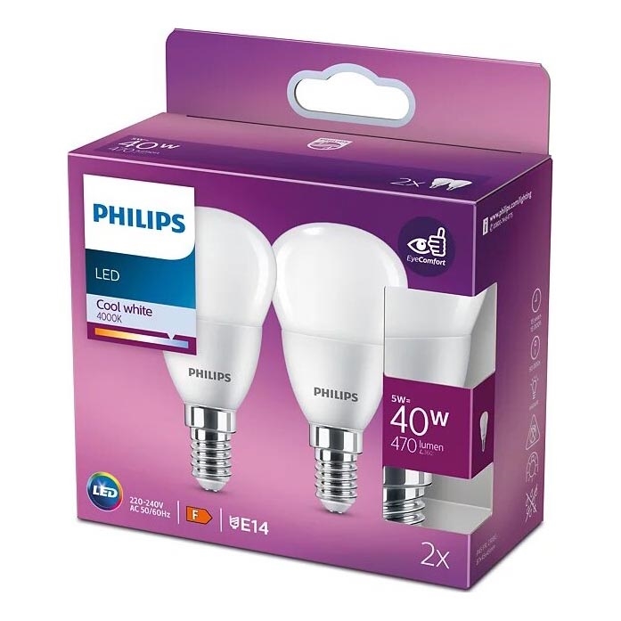 SÆT 2x LED-pære Philips P45 E14/5W/230V 4000K