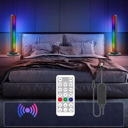 Sæt 2x LED RGBIC dæmpbar bordlampe LED/5W/5V sort + fjernbetjening