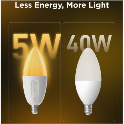 Sæt 2x LED RGBWW dæmpbar pære MATTER E14/5W/230V 2700-6500K Wi-Fi - Govee