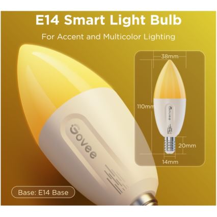 Sæt 2x LED RGBWW dæmpbar pære MATTER E14/5W/230V 2700-6500K Wi-Fi - Govee
