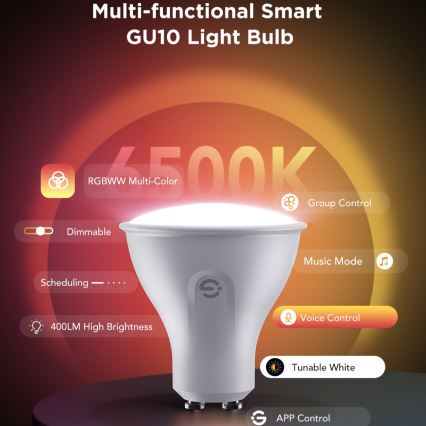 Sæt med 2 dæmpbare RGBWW LED-pærer MATTER GU10/4,8W/230V 2700-6500K Wi-Fi - Govee