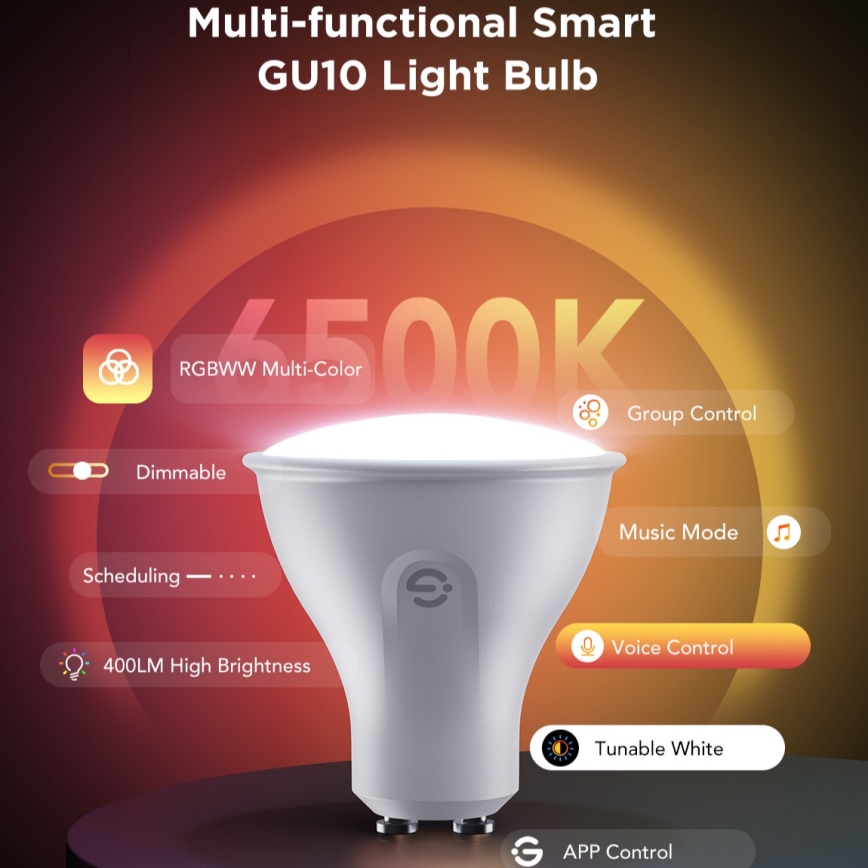 Sæt med 2 dæmpbare RGBWW LED-pærer MATTER GU10/4,8W/230V 2700-6500K Wi-Fi - Govee