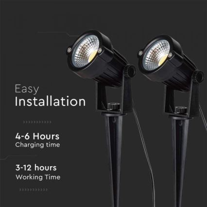 SÆT 2x LED solcellelampe 2xLED/1,2W/3,7V IP65 3000K 4000 mAh