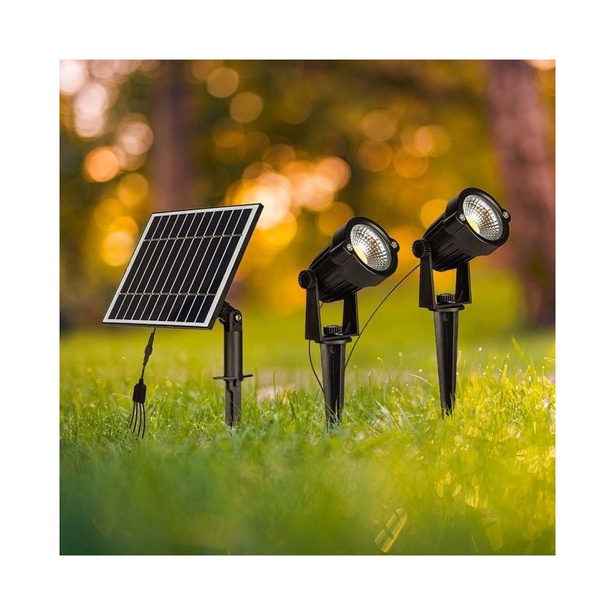SÆT 2x LED solcellelampe 2xLED/1,2W/3,7V IP65 3000K