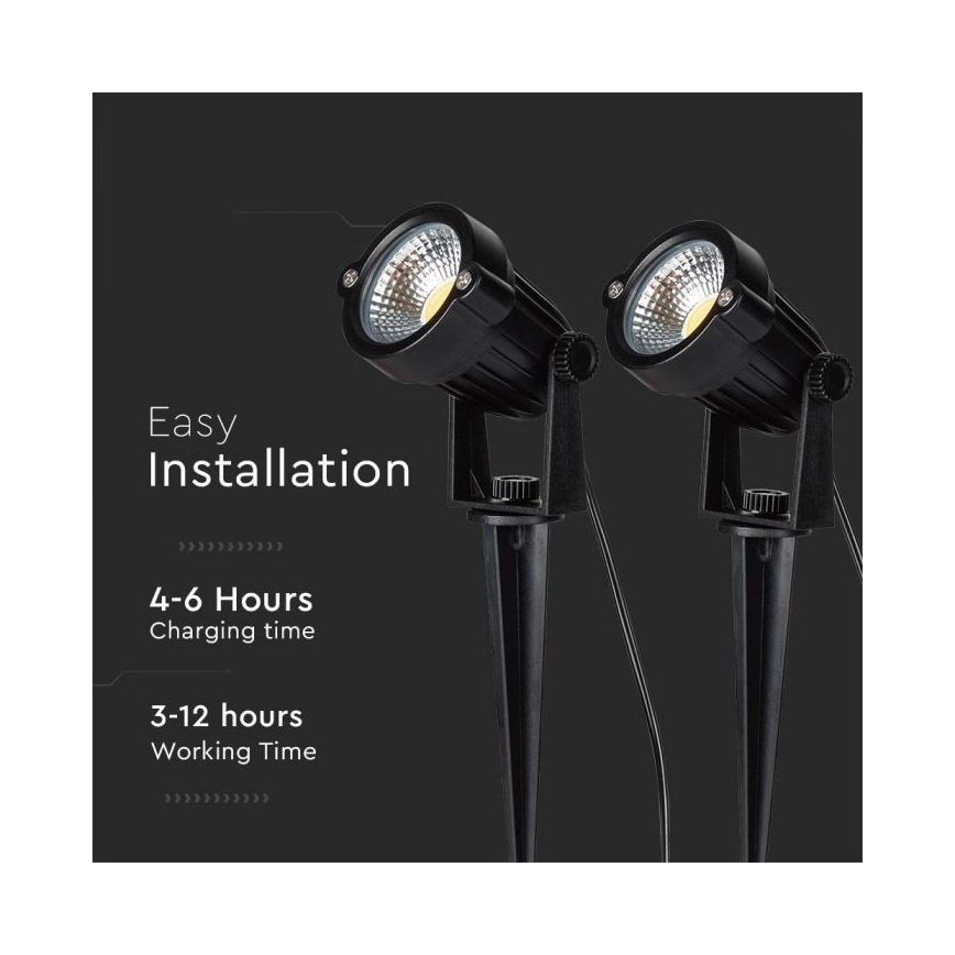 SÆT 2x LED solcellelampe 2xLED/1,2W/3,7V IP65 3000K