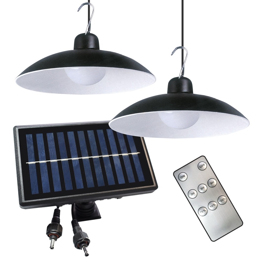 SÆT 2x LED Soldrevet pendel med skumringssensor LED/6W/3,7V 2000 mAh IP44 + fjernbetjening
