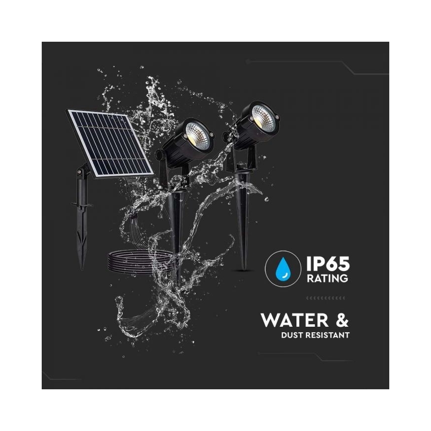 SÆT 2x LED Udendørs solcellelampe 2xLED/1,2W/3,7V IP65 3000K 4000 mAh