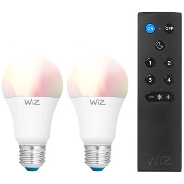 Sæt 2x RGBW dæmpbare LED-pærer A60 E27/9W/230V 2200-6500K Wi-Fi + fjernbetjening - WiZ