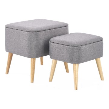 SÆT 2x Skammel PULA 48x43 cm grå/beige