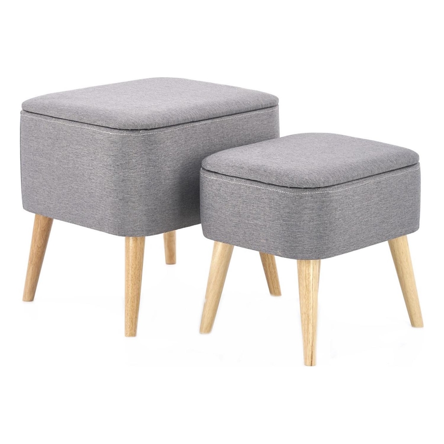 SÆT 2x Skammel PULA 48x43 cm grå/beige
