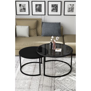 SÆT 2x Sofabord BORA diameter 57/75 cm sort