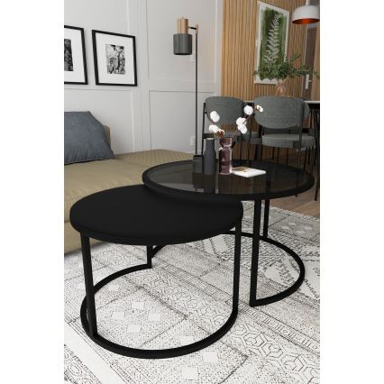 SÆT 2x Sofabord BORA diameter 57/75 cm sort