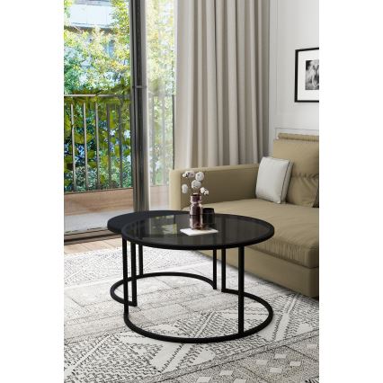 SÆT 2x Sofabord BORA diameter 57/75 cm sort