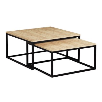 SÆT 2x Sofabord DUAL gylden eg/sort