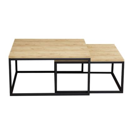 SÆT 2x Sofabord DUAL gylden eg/sort