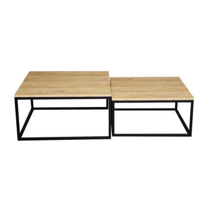 SÆT 2x Sofabord DUAL gylden eg/sort