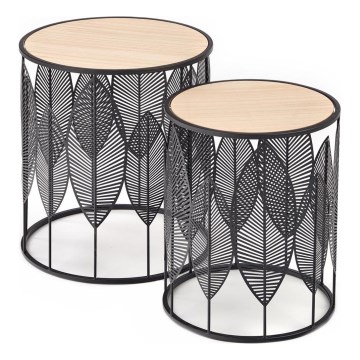 SÆT 2x Sofabord FOLLA diameter 33/40 cm sort