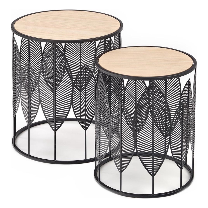 SÆT 2x Sofabord FOLLA diameter 33/40 cm sort