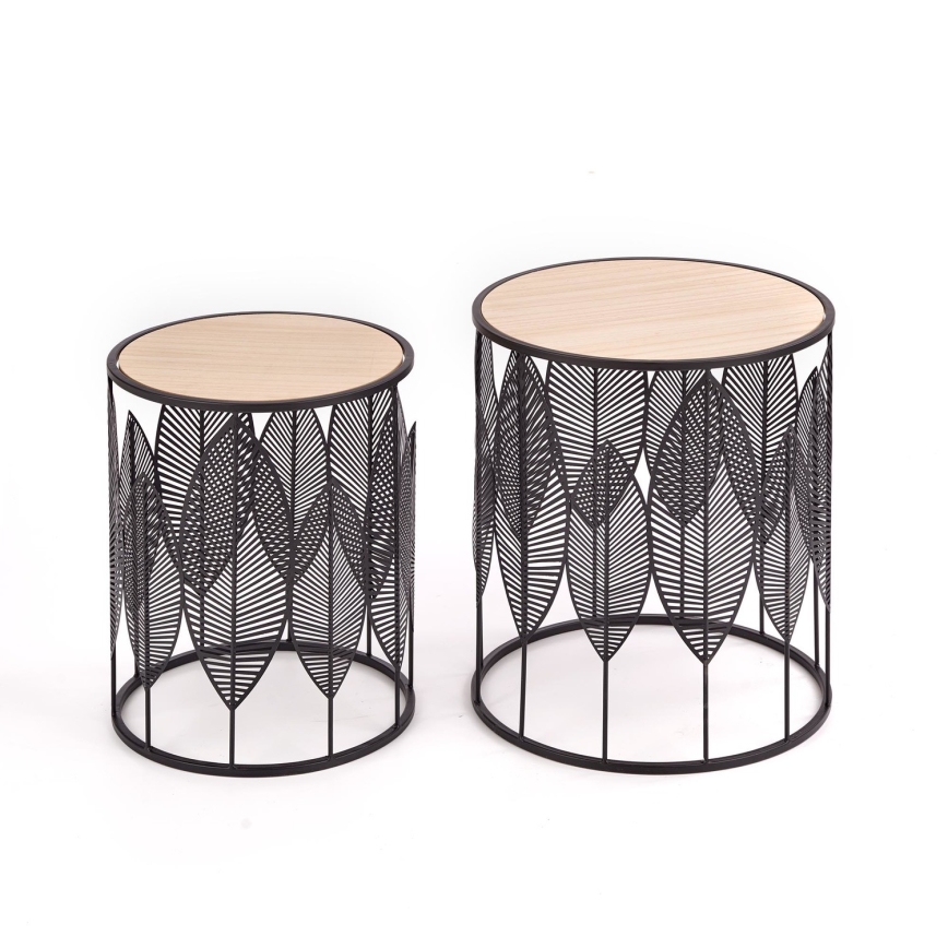 SÆT 2x Sofabord FOLLA diameter 33/40 cm sort
