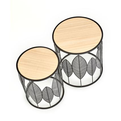 SÆT 2x Sofabord FOLLA diameter 33/40 cm sort