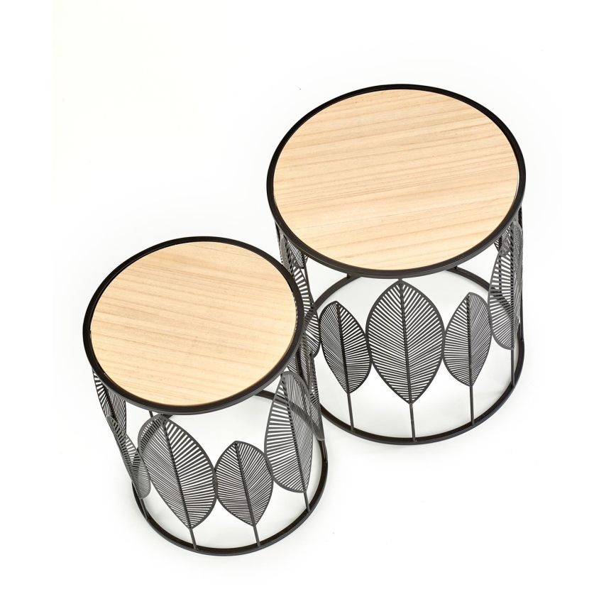 SÆT 2x Sofabord FOLLA diameter 33/40 cm sort