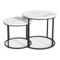 SÆT 2x Sofabord OREO diameter 43/53 cm sort/marmordekor