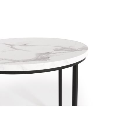 SÆT 2x Sofabord OREO diameter 43/53 cm sort/marmordekor