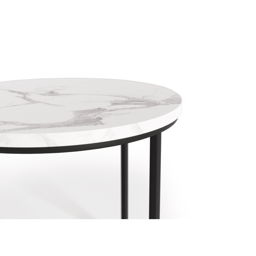 SÆT 2x Sofabord OREO diameter 43/53 cm sort/marmordekor