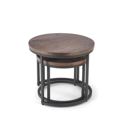 SÆT 2x Sofabord OREO diameter 43/53 cm sort/valnød