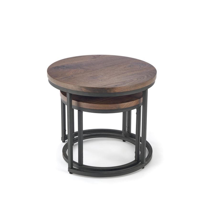 SÆT 2x Sofabord OREO diameter 43/53 cm sort/valnød